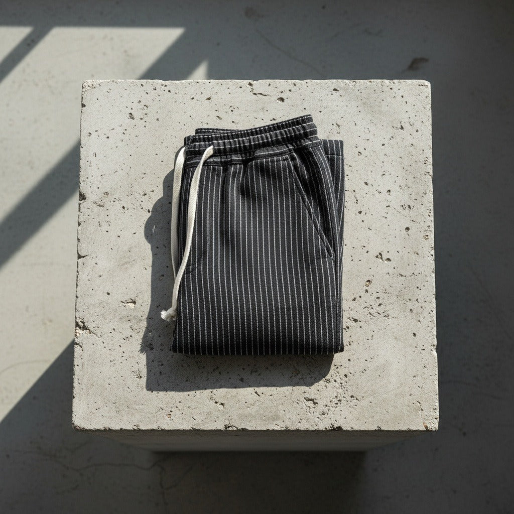 Striped Linen Trousers Men - Midnight Pinstripe - Lifestyle Inspiration