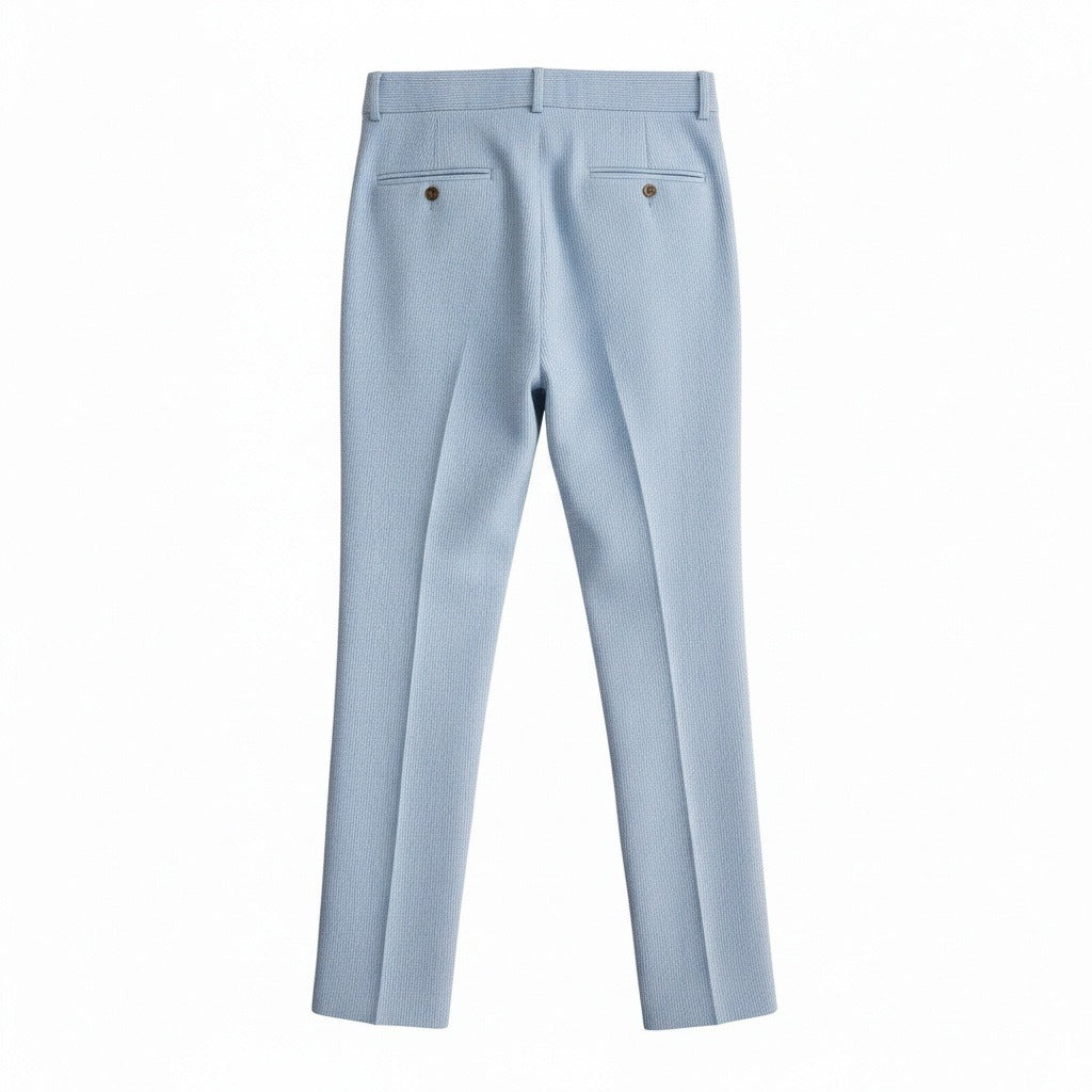Striped Pleated Trousers Men - Light Blue - Fabric Detail