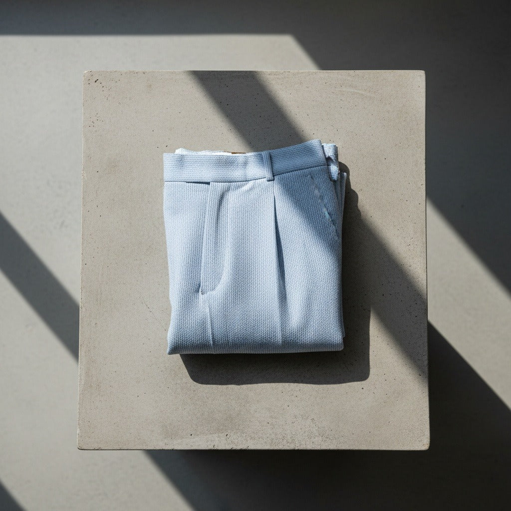 Striped Pleated Trousers Men - Light Blue - Lifestyle Inspiration
