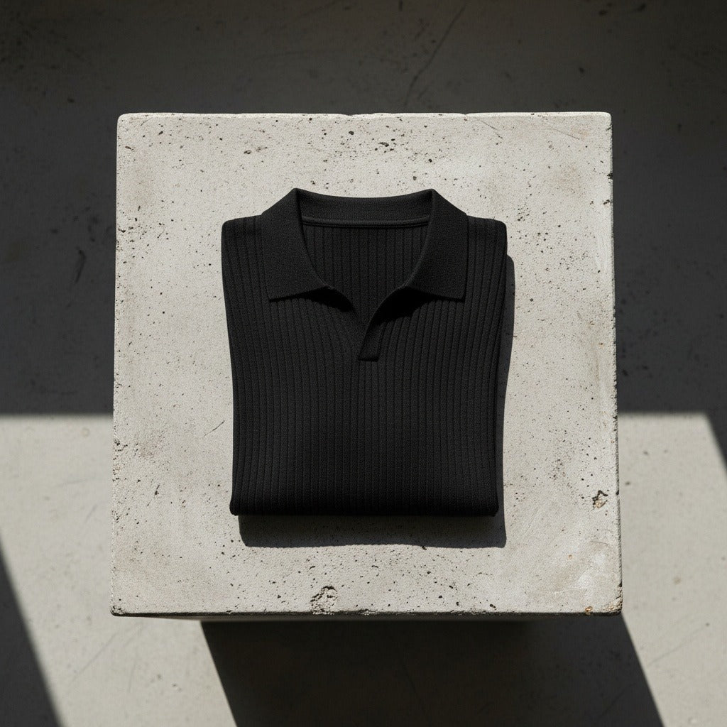 Striped Polo Shirt Long Sleeve - Black - Lifestyle Inspiration