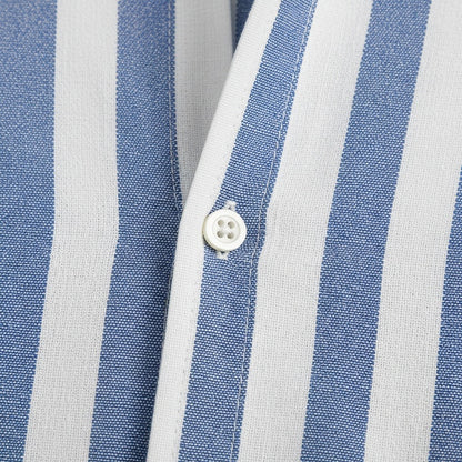 Striped Summer Shirt - Powder Blue And White - Texture Close Up