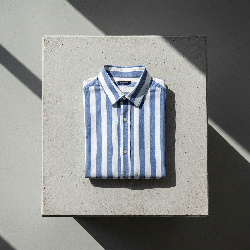Striped Summer Shirt - Powder Blue And White - Lifestyle Inspiration