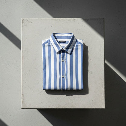 Striped Summer Shirt - Powder Blue And White - Lifestyle Inspiration