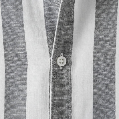 Striped Summer Shirt - Ash And White - Texture Close Up