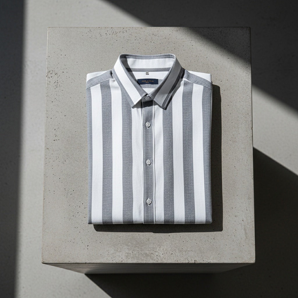 Striped Summer Shirt - Ash And White - Lifestyle Inspiration