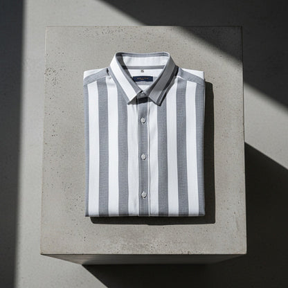 Striped Summer Shirt - Ash And White - Lifestyle Inspiration