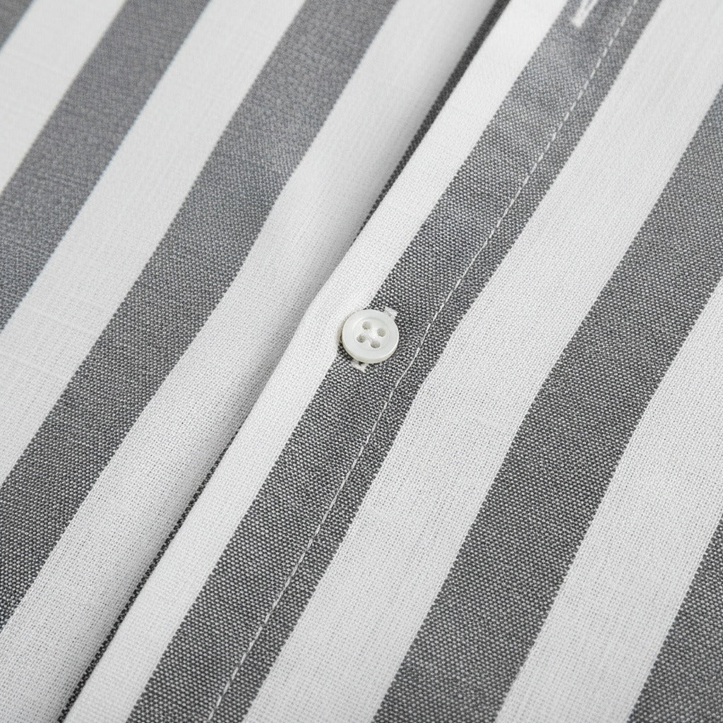 Striped Summer Shirt - Charcoal And White - Texture Close Up