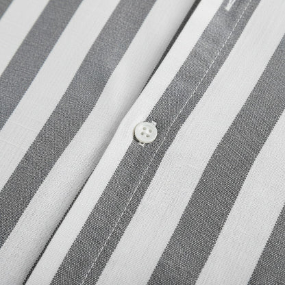 Striped Summer Shirt - Charcoal And White - Texture Close Up