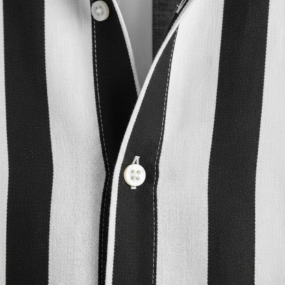 Striped Summer Shirt - Black And White - Texture Close Up