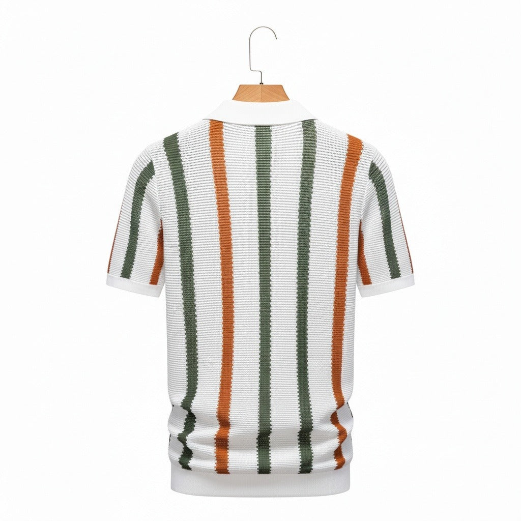 Summer Polo Shirt - Multi-Color Striped - Fabric Detail