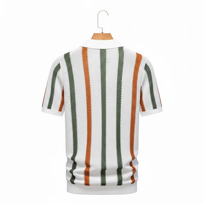 Summer Polo Shirt - Multi-Color Striped - Fabric Detail