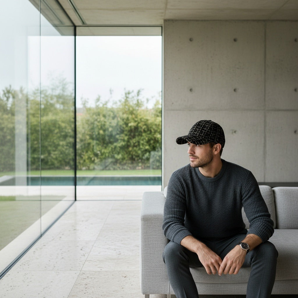 Textured Baseball Cap - Blackwatch Tweed - Side Profile