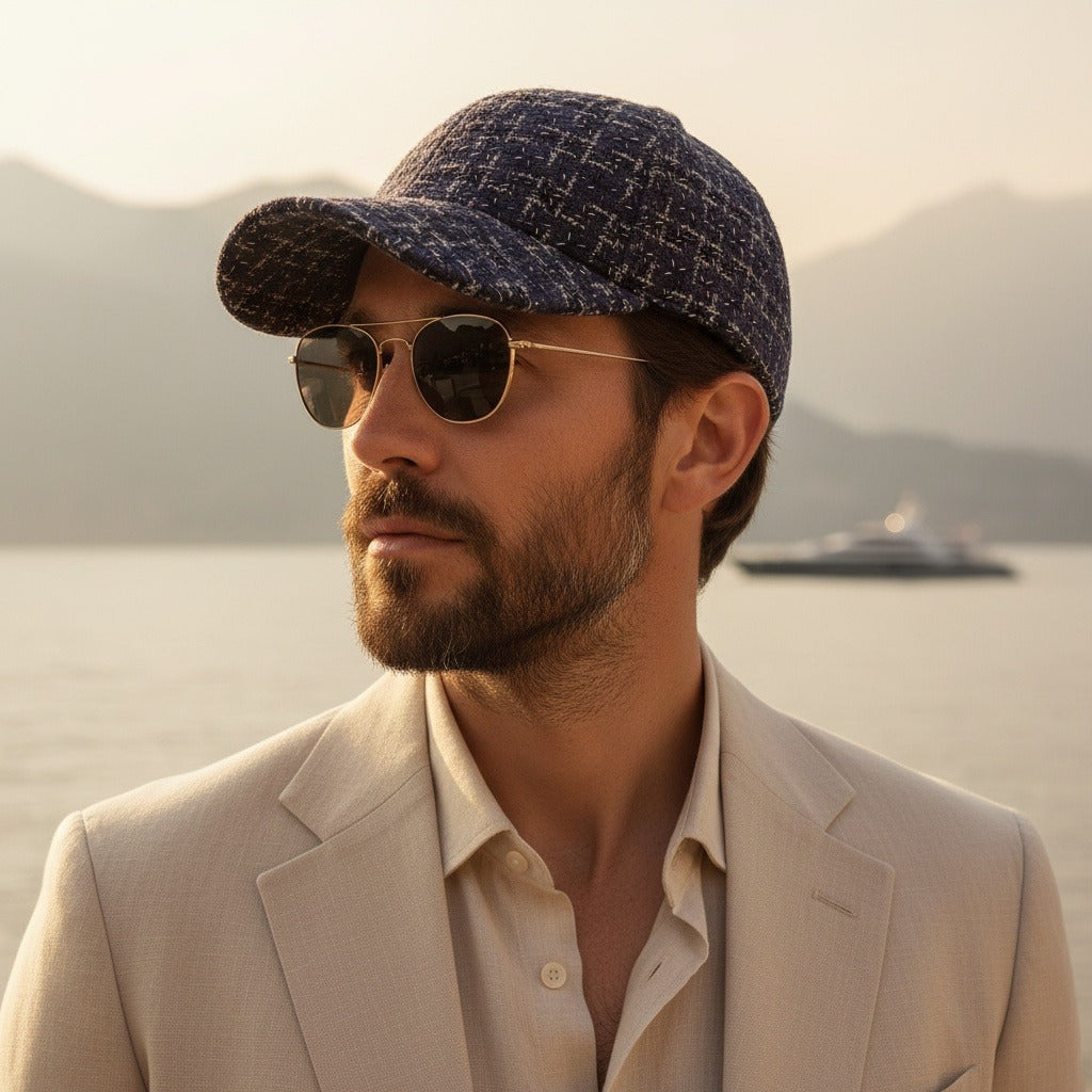 Textured Baseball Cap - Midnight Tweed - Angled Shot
