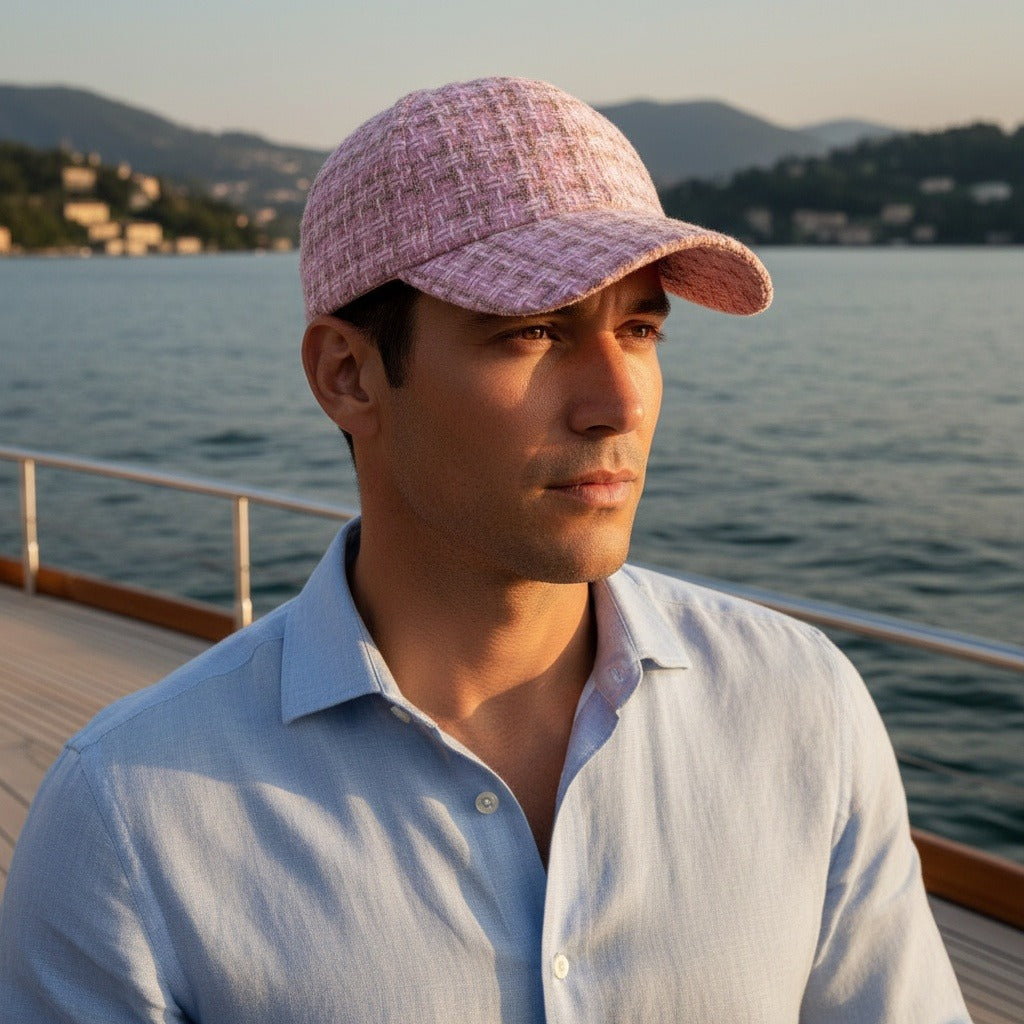 Textured Baseball Cap - Rose Tweed - Angled Shot