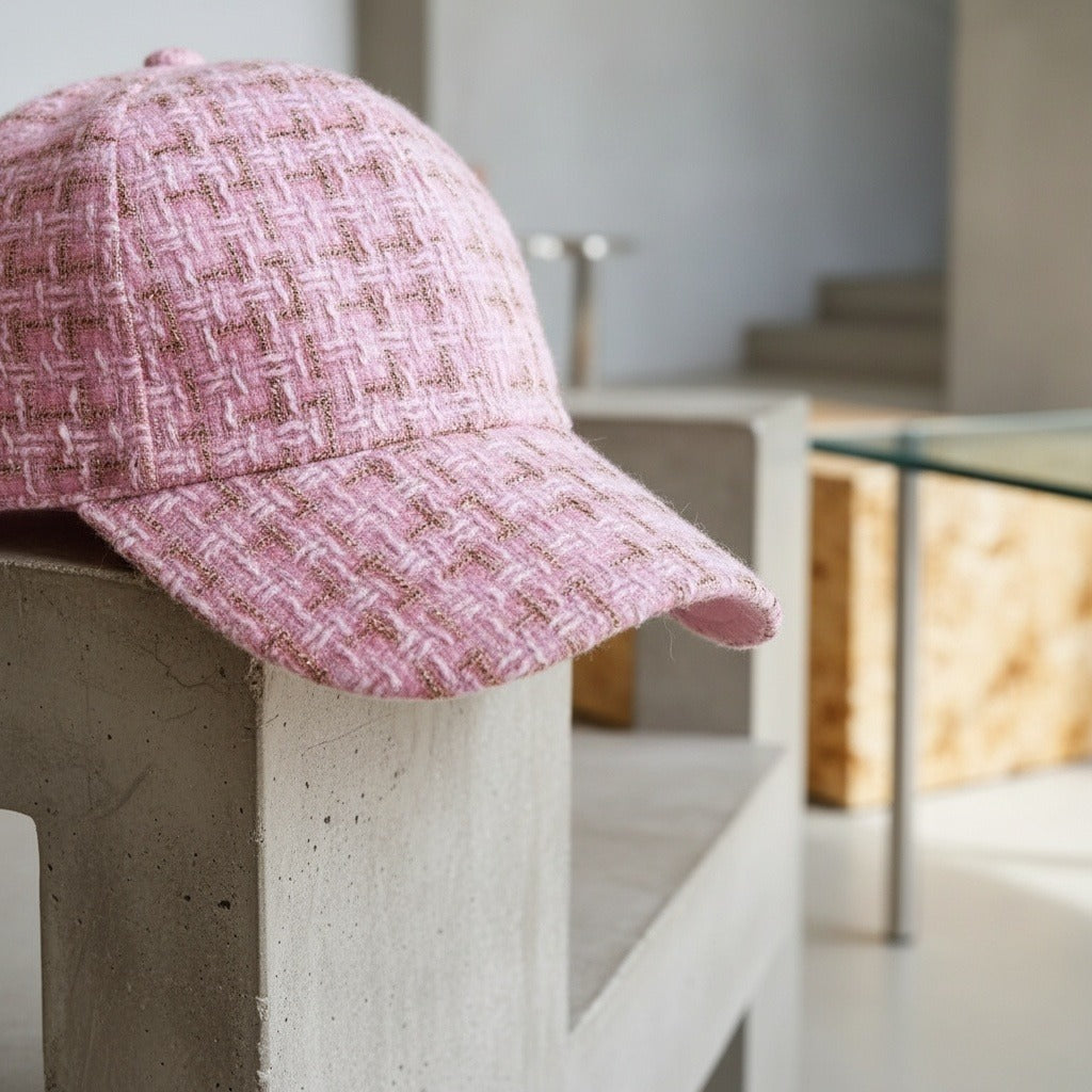 Textured Baseball Cap - Rose Tweed - Back View
