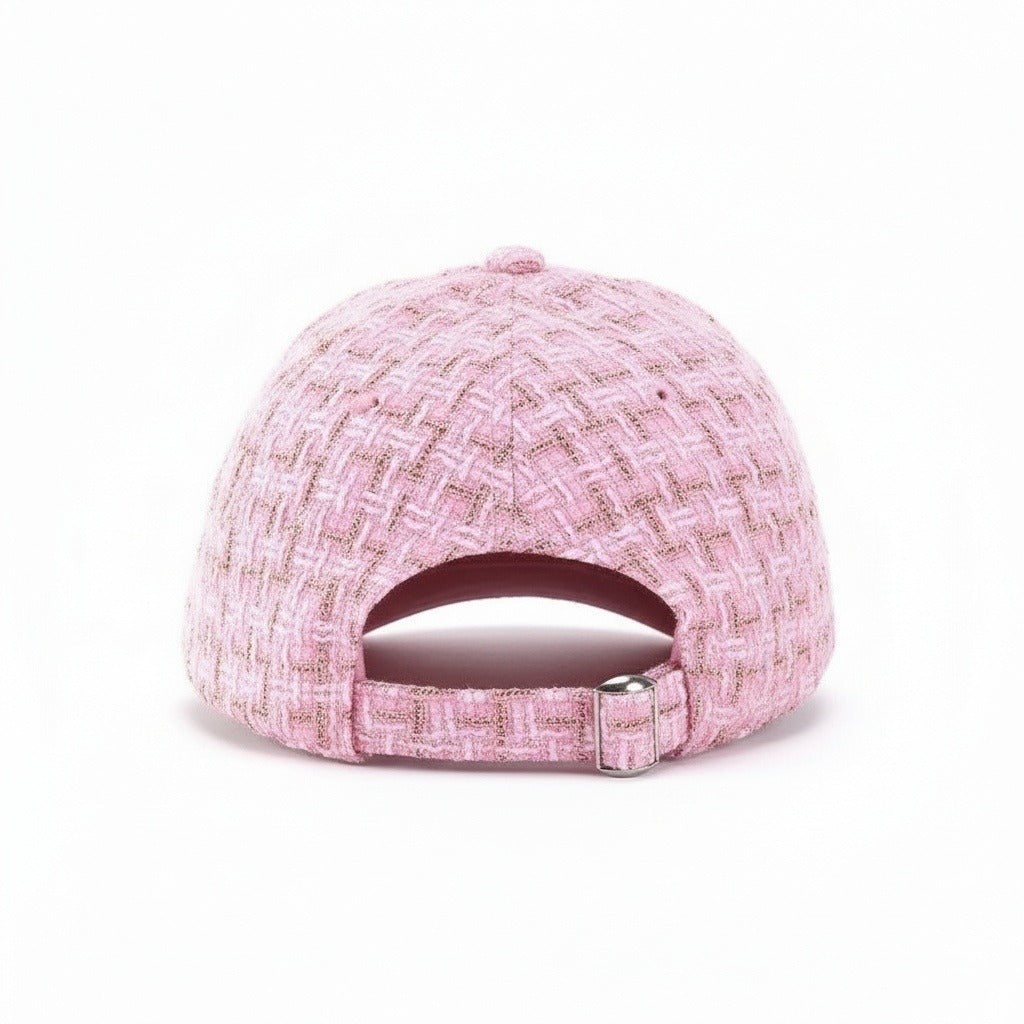Textured Baseball Cap - Rose Tweed - Fabric Detail