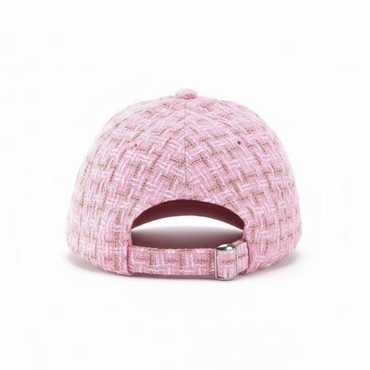 Textured Baseball Cap - Rose Tweed - Fabric Detail