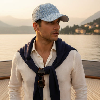 Textured Baseball Cap - Sky Tweed - Angled Shot
