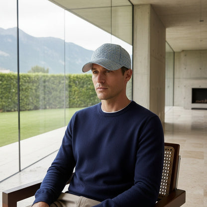 Textured Baseball Cap - Sky Tweed - Side Profile