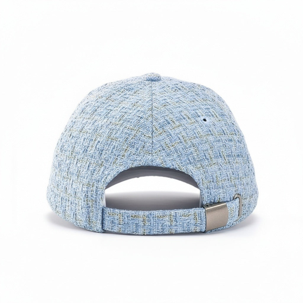 Textured Baseball Cap - Sky Tweed - Fabric Detail