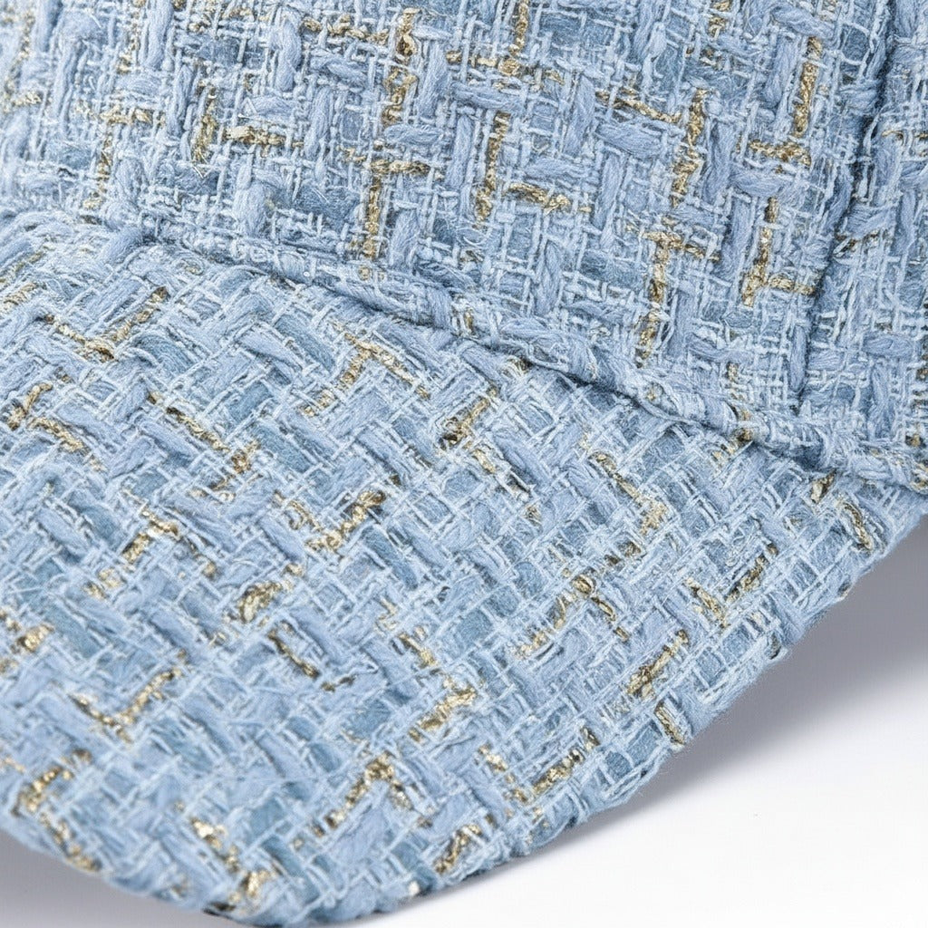 Textured Baseball Cap - Sky Tweed - Texture Close Up