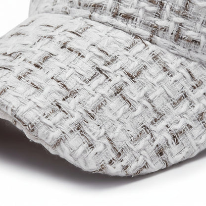 Textured Baseball Cap - White Tweed - Texture Close Up