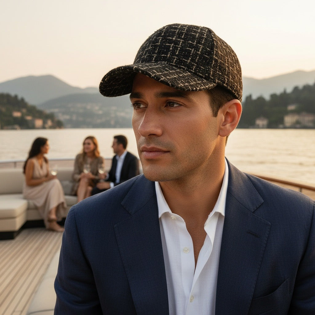 Textured Baseball Cap - Blackwatch Tweed - Angled Shot