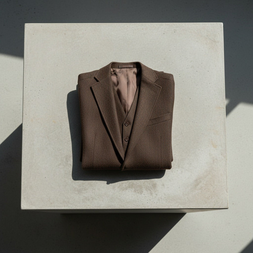 Tweed Three Piece Suit - Mocha Brown - Lifestyle Inspiration