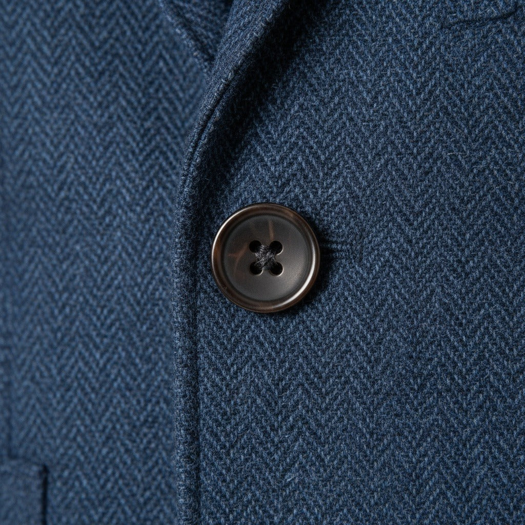 Tweed Three Piece Suit - Ocean Blue - Texture Close Up
