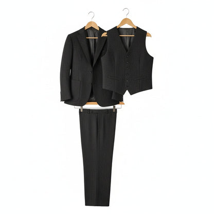 Tweed Three Piece Suit - Charcoal Grey - Front View