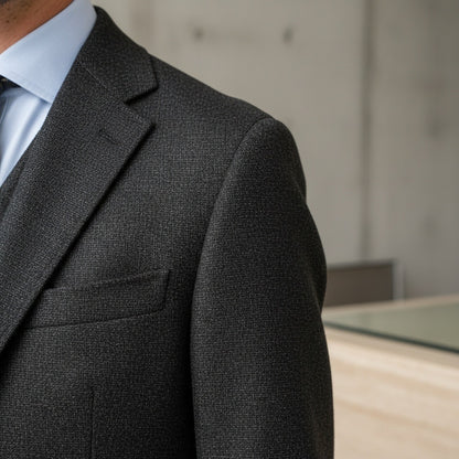 Tweed Three Piece Suit - Charcoal Grey - Back View