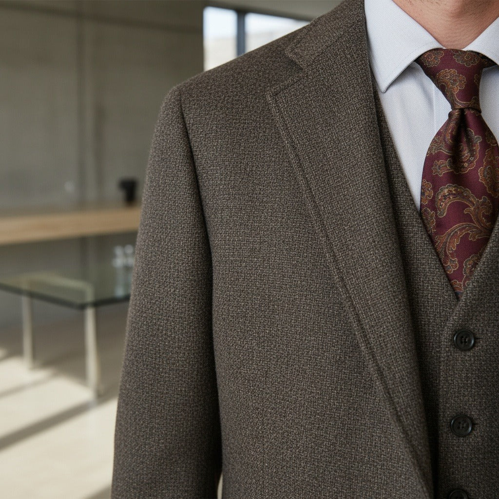 Tweed Three Piece Suit - Dusk Brown - Back View