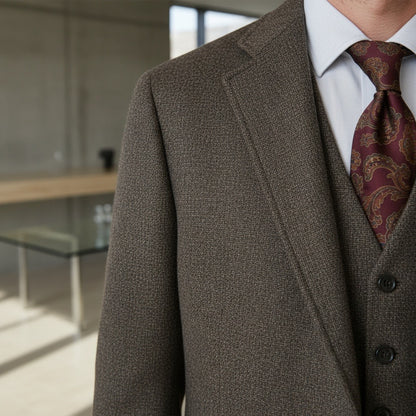 Tweed Three Piece Suit - Dusk Brown - Back View