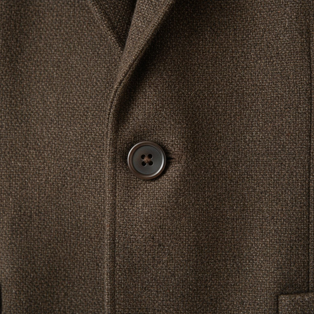 Tweed Three Piece Suit - Dark Olive Green - Texture Close Up