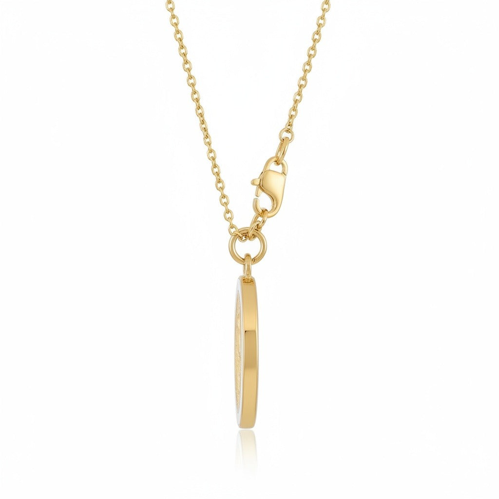 Virgin Mary Medal Necklace - Gold - Fabric Detail