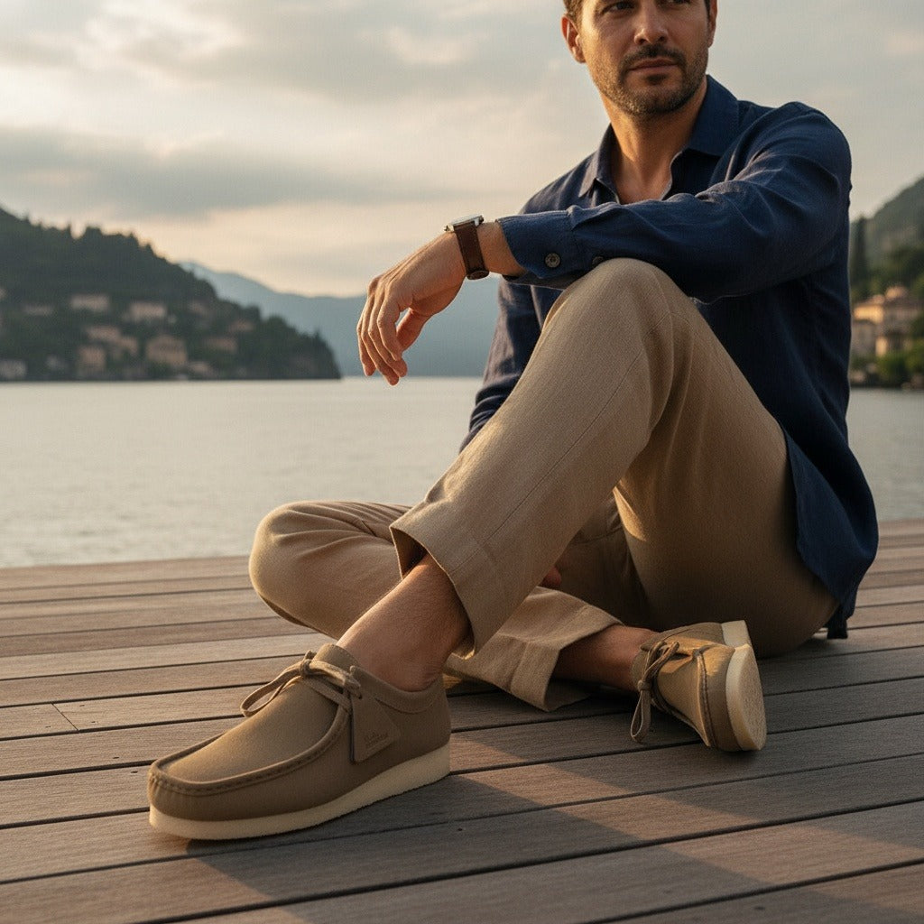 Wallabee Loafers - Khaki - Angled Shot