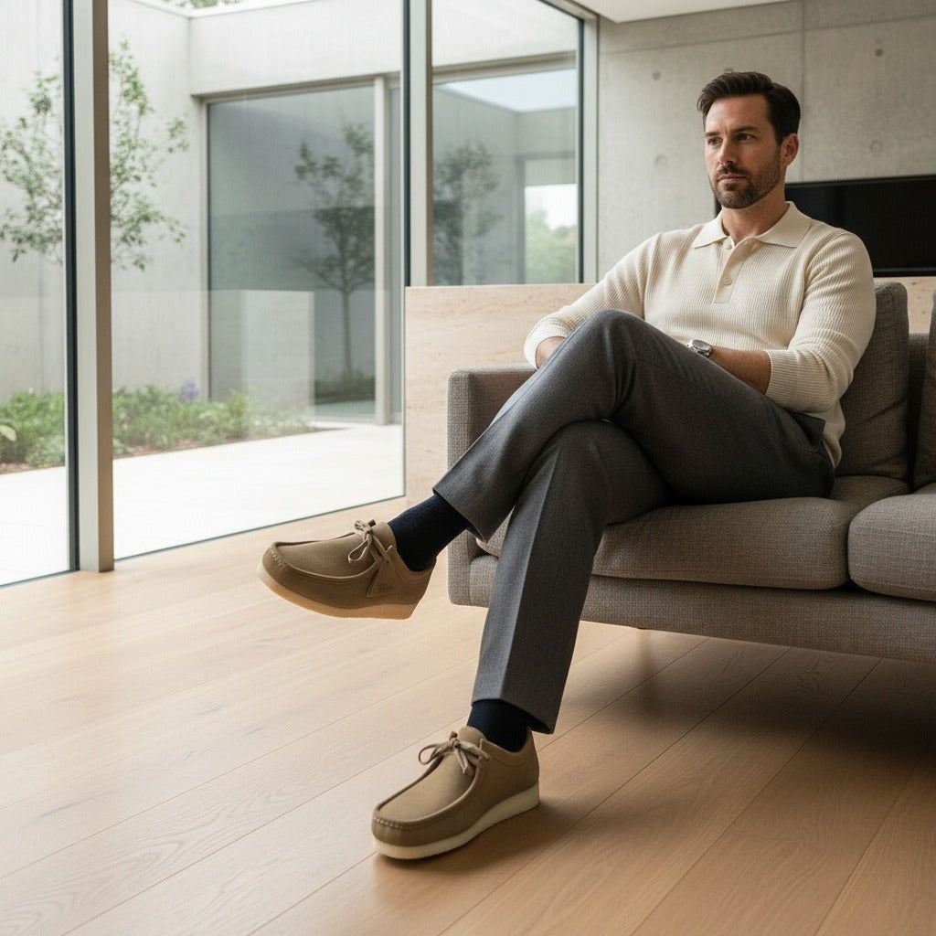 Wallabee Loafers - Khaki - Side Profile