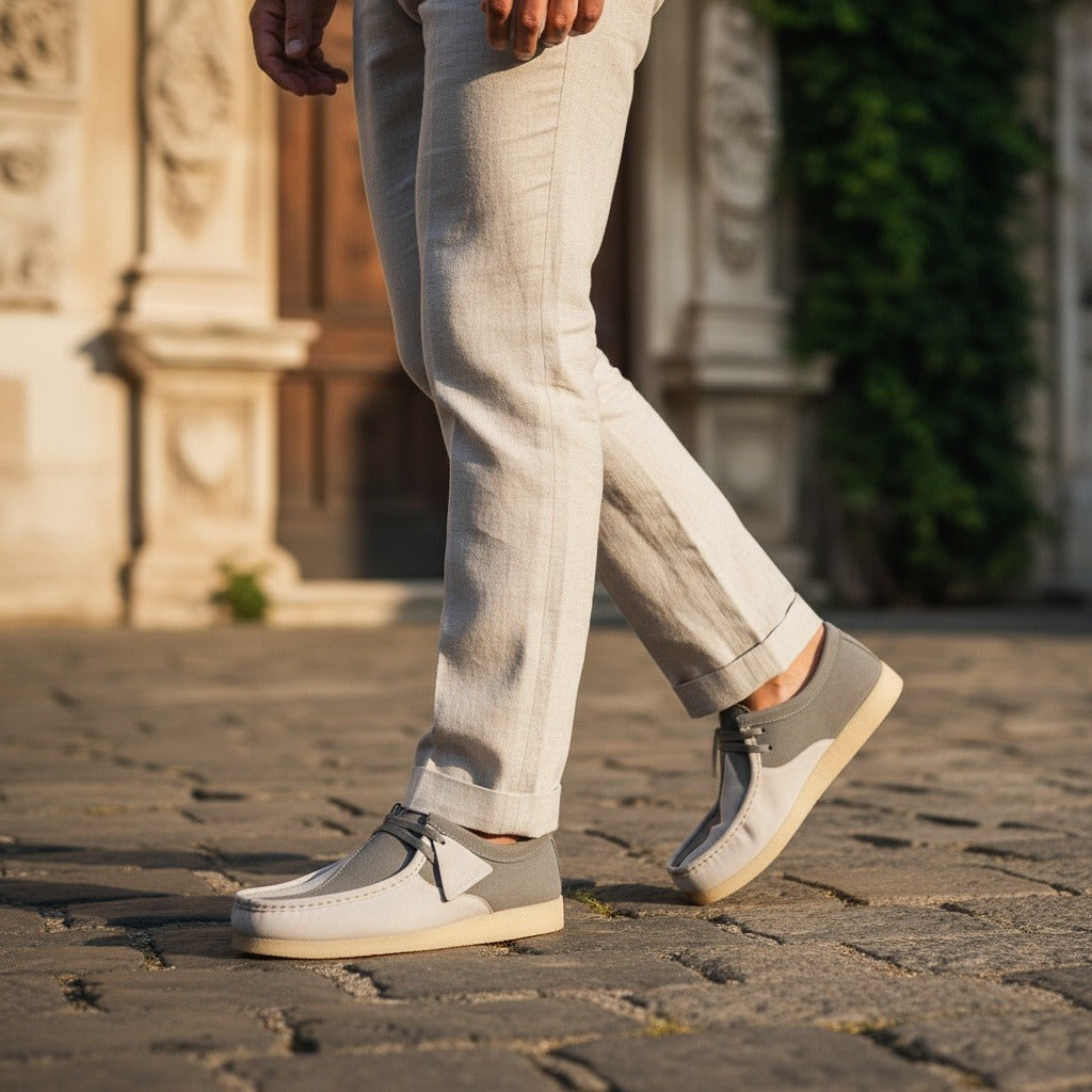 Wallabee Loafers - Pebble Gray - Angled Shot
