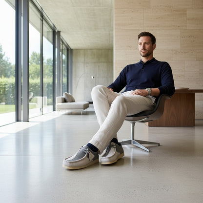 Wallabee Loafers - Pebble Gray - Side Profile