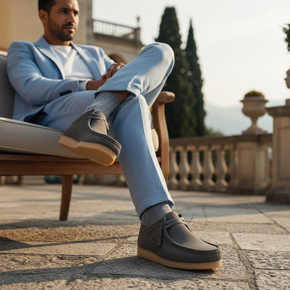 Wallabee Loafers - Slate Gray - Angled Shot