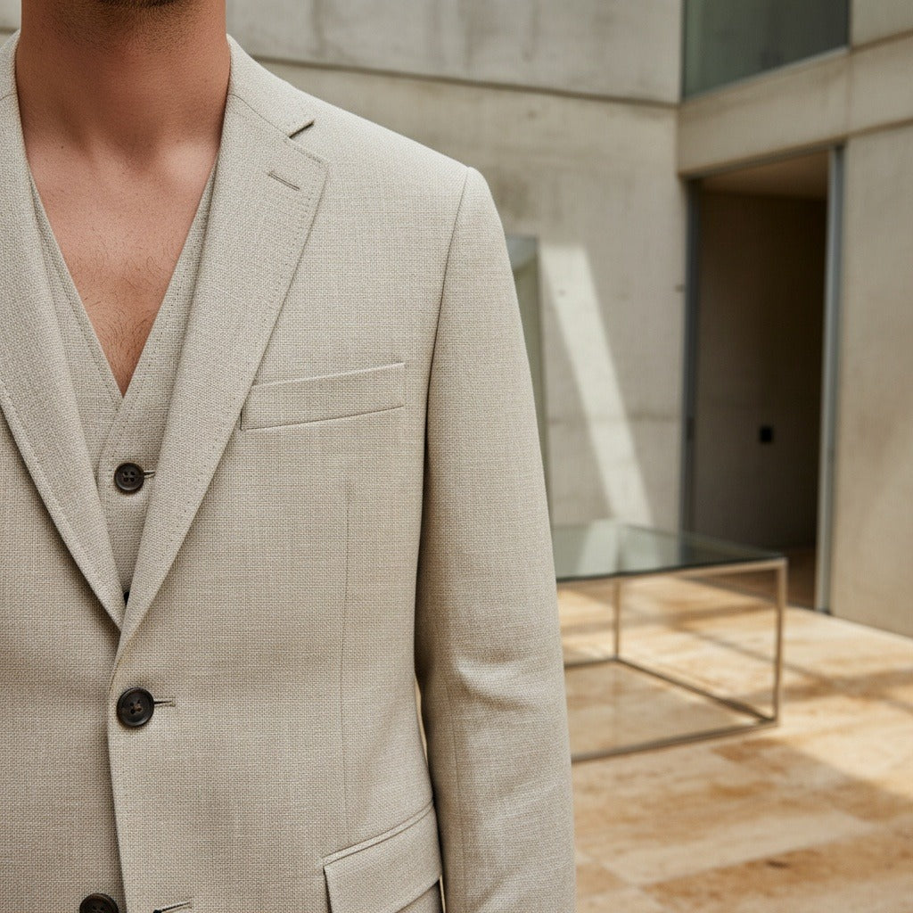 Wedding Suit for Men - Beige - Back View