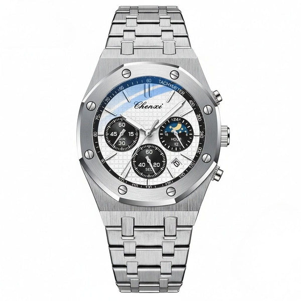 White Chronograph Watch - White - Front View