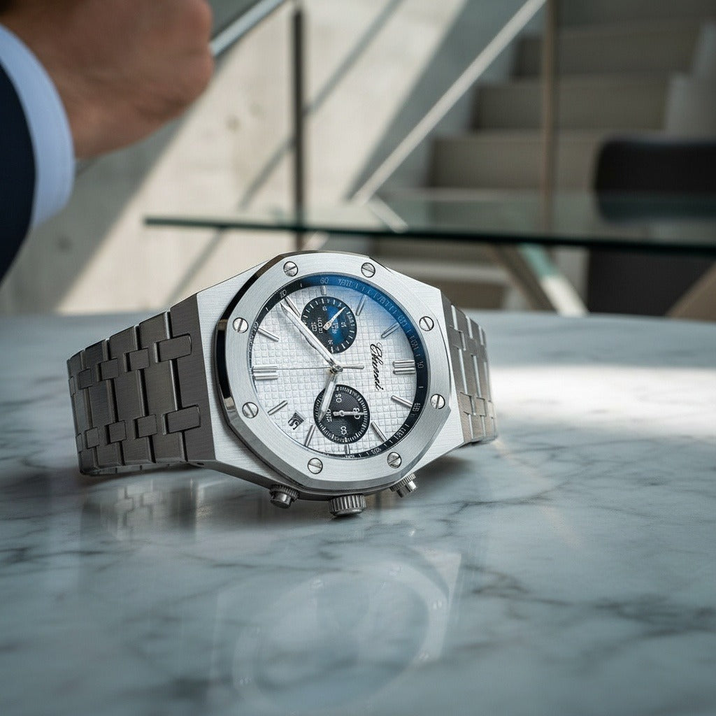 White Chronograph Watch - White - Back View
