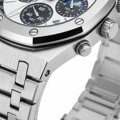 White Chronograph Watch - White - Texture Close Up