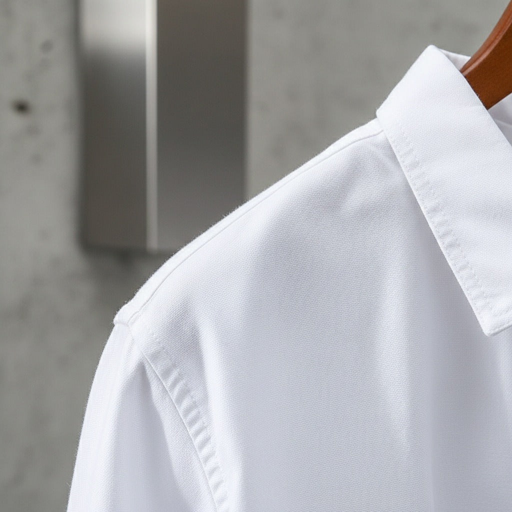 White Cotton Shirt - White - Back View