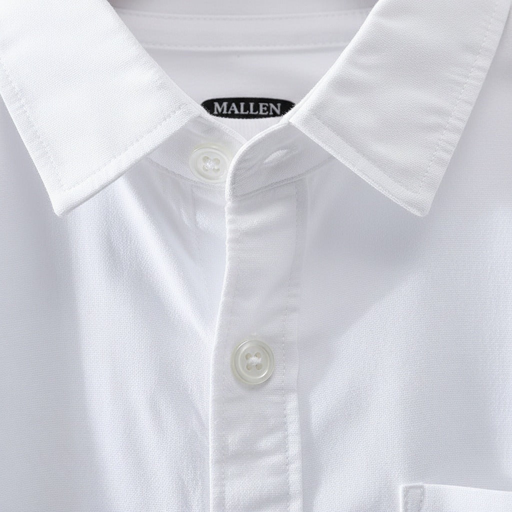 White Cotton Shirt - White - Texture Close Up