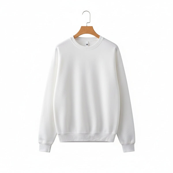 White Crew Neck Sweater - White - Front View