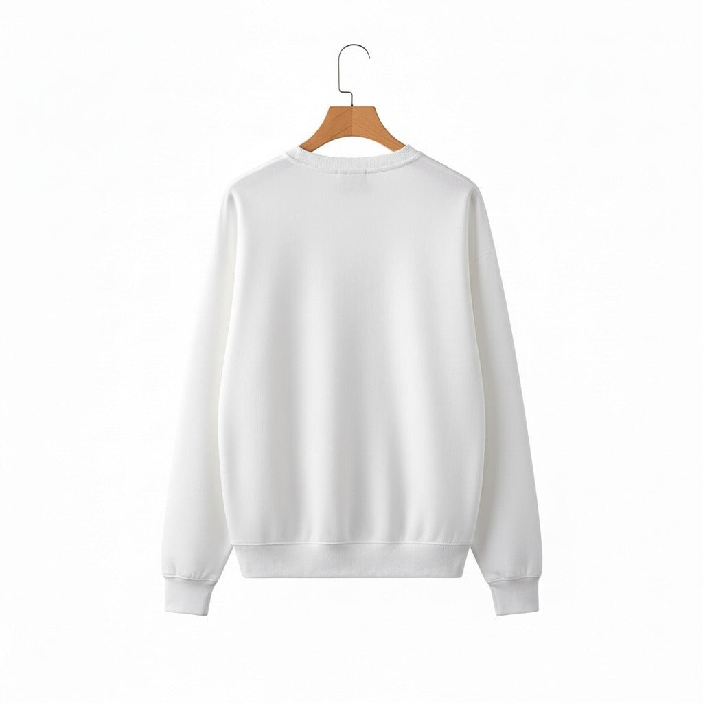 White Crew Neck Sweater - White - Fabric Detail