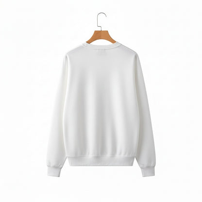 White Crew Neck Sweater - White - Fabric Detail