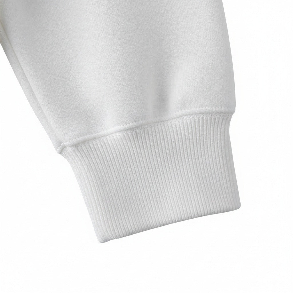 White Crew Neck Sweater - White - Texture Close Up